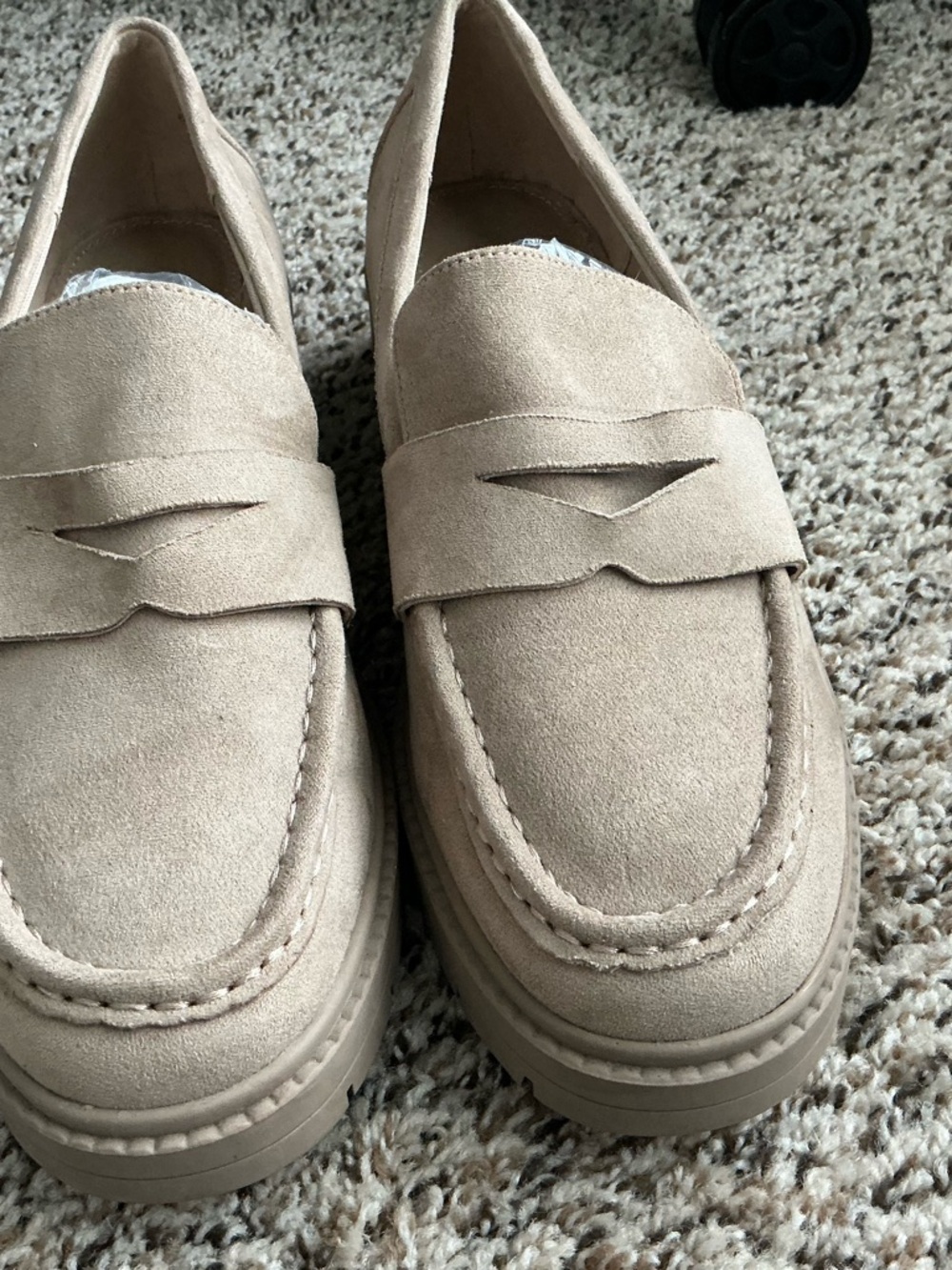 Anne Klein Beige Suede Penny Loafers